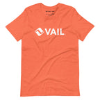 Vail T-Shirt from Mtns Co featuring a bold VAIL logo, perfect for resort wear and outdoor adventures.