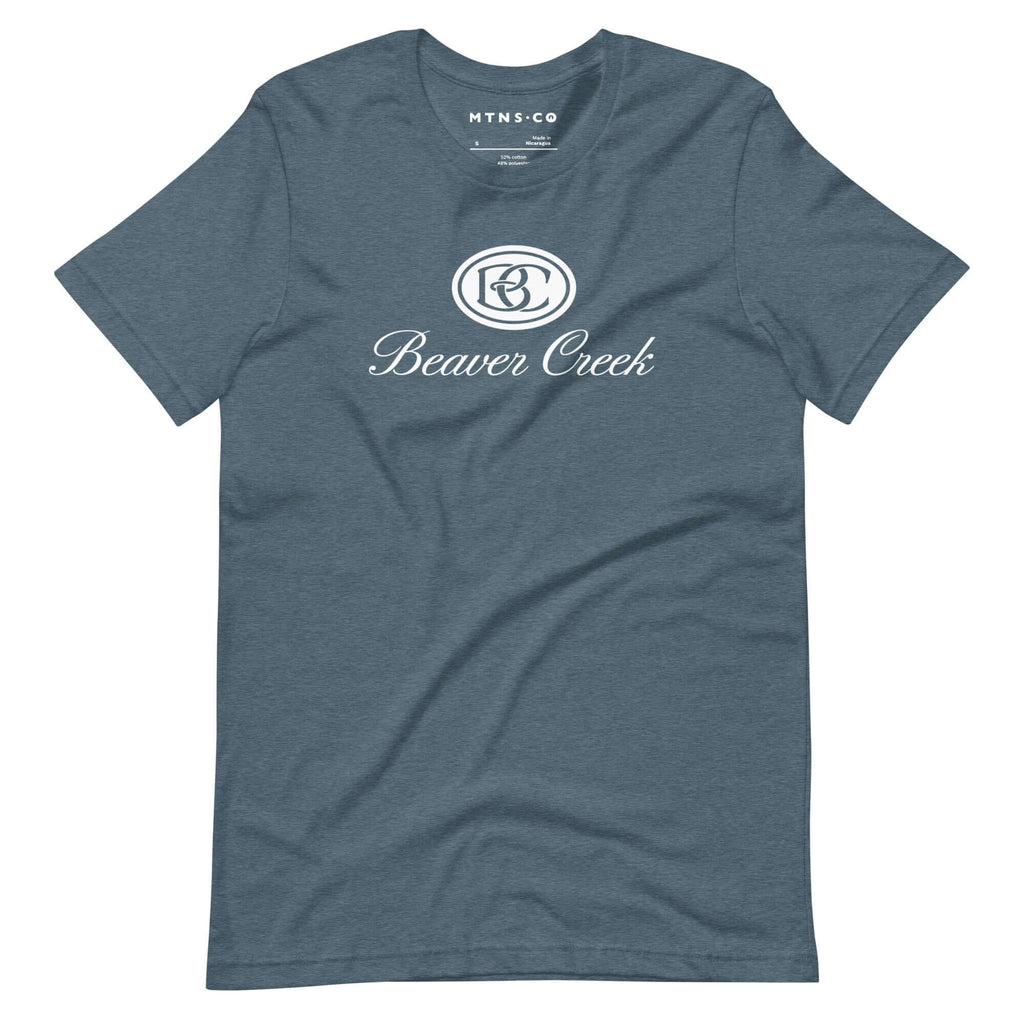 Beaver Creek T-Shirt featuring the official Beaver Creek Ski Resort logo from Mtns Co, perfect for any adventure.