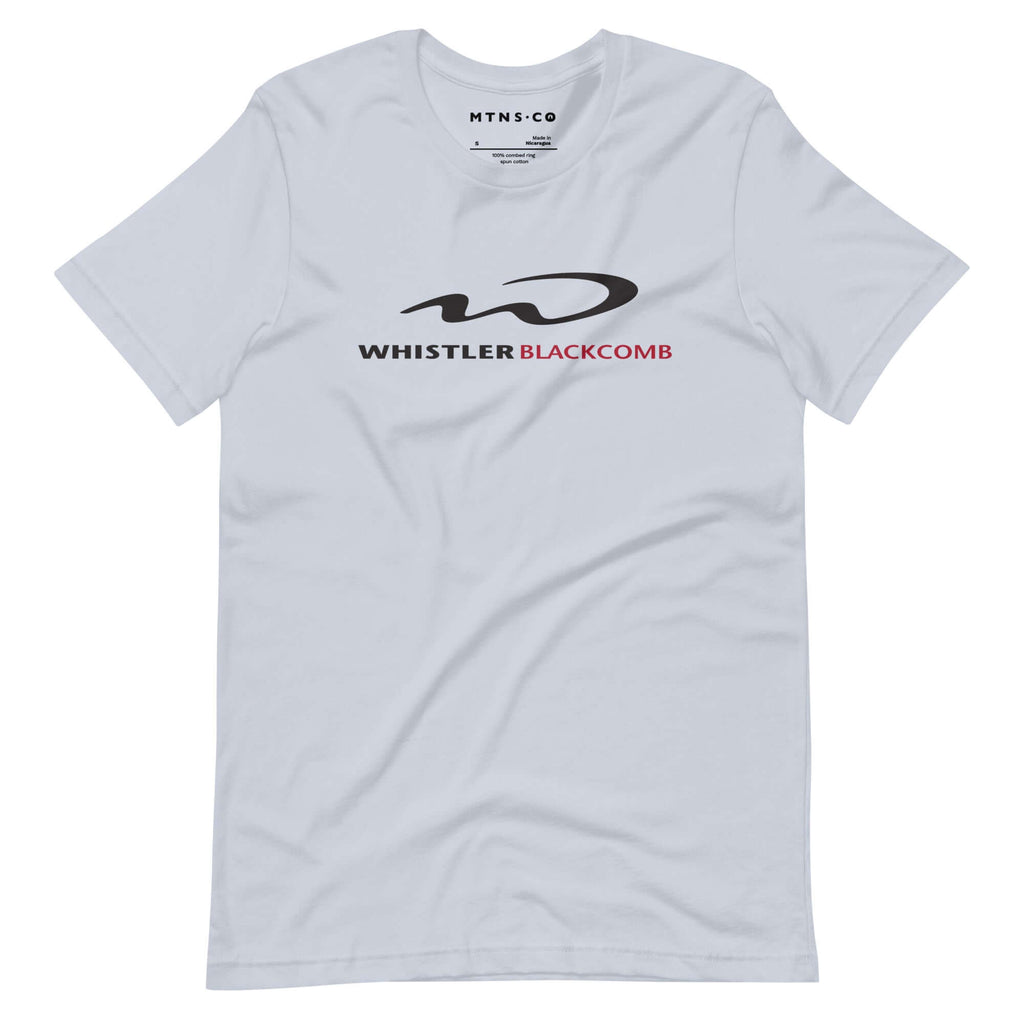 Whistler Blackcomb T-Shirt showcasing the official ski resort logo by Mtns Co, perfect for adventure lovers.