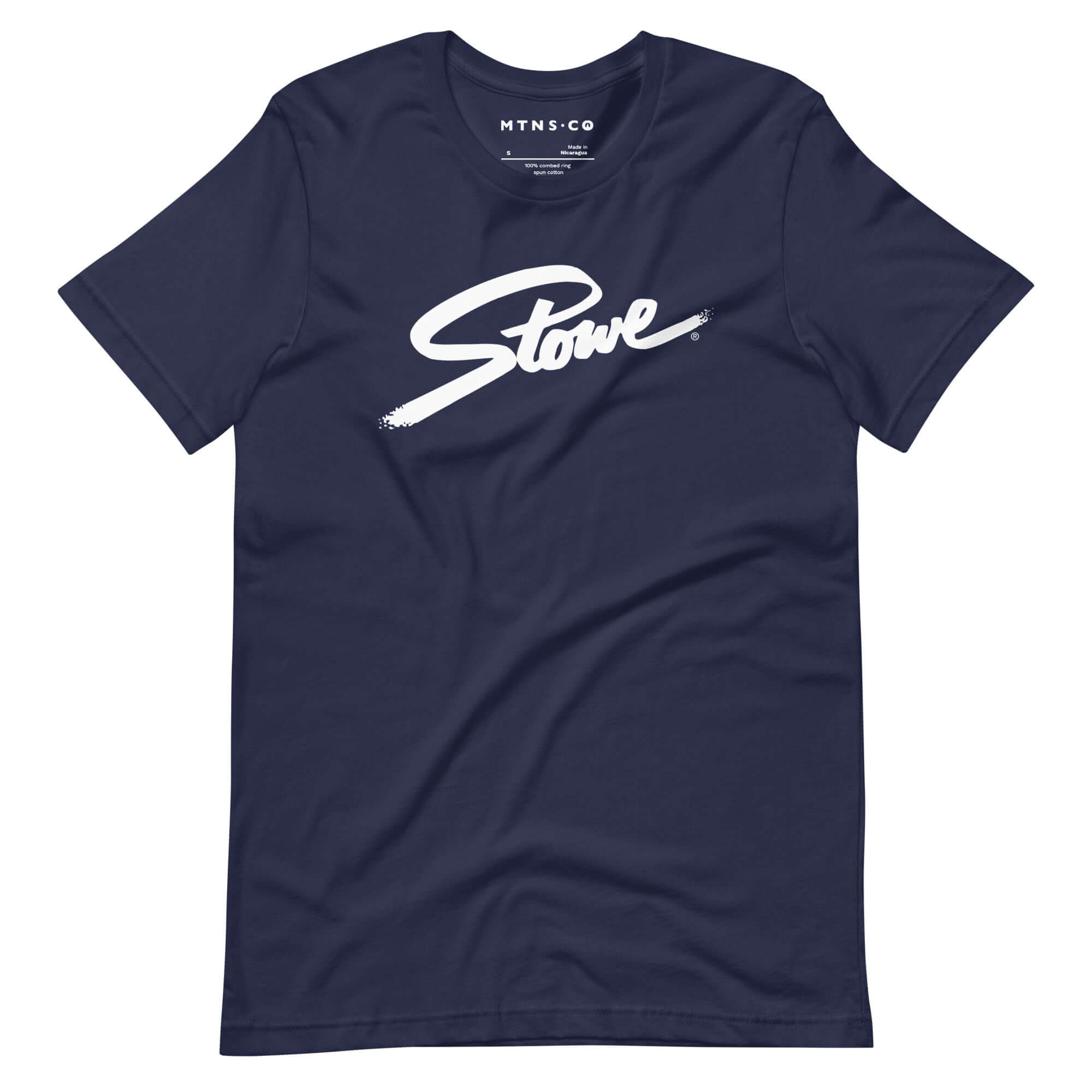 Stowe T-Shirt featuring the Mtns Co logo, premium fabric, and official licensed ski resort apparel.