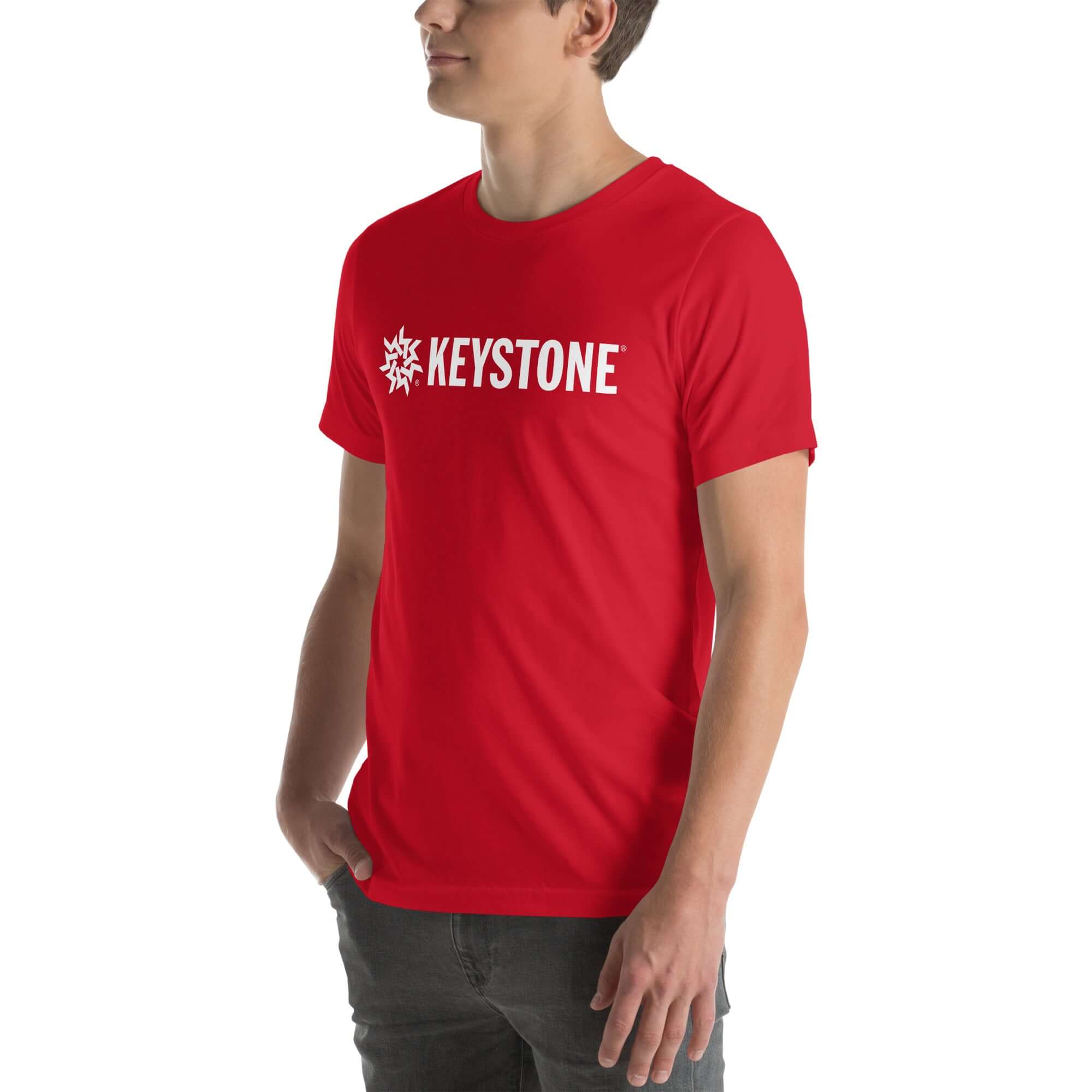 Keystone T-Shirt in red, featuring trail map logo, by Mtns Co, official licensed ski resort apparel.