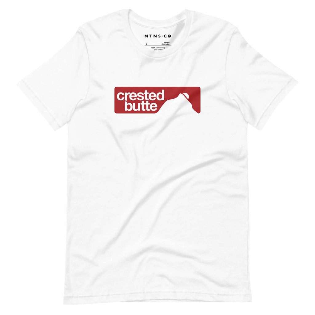 Crested Butte T-Shirt featuring Mtns Co logo, premium soft fabric for official licensed ski resort apparel.