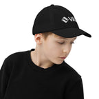 Vail Youth Baseball Cap worn by a child, showcasing Mtns Co official licensed ski resort apparel