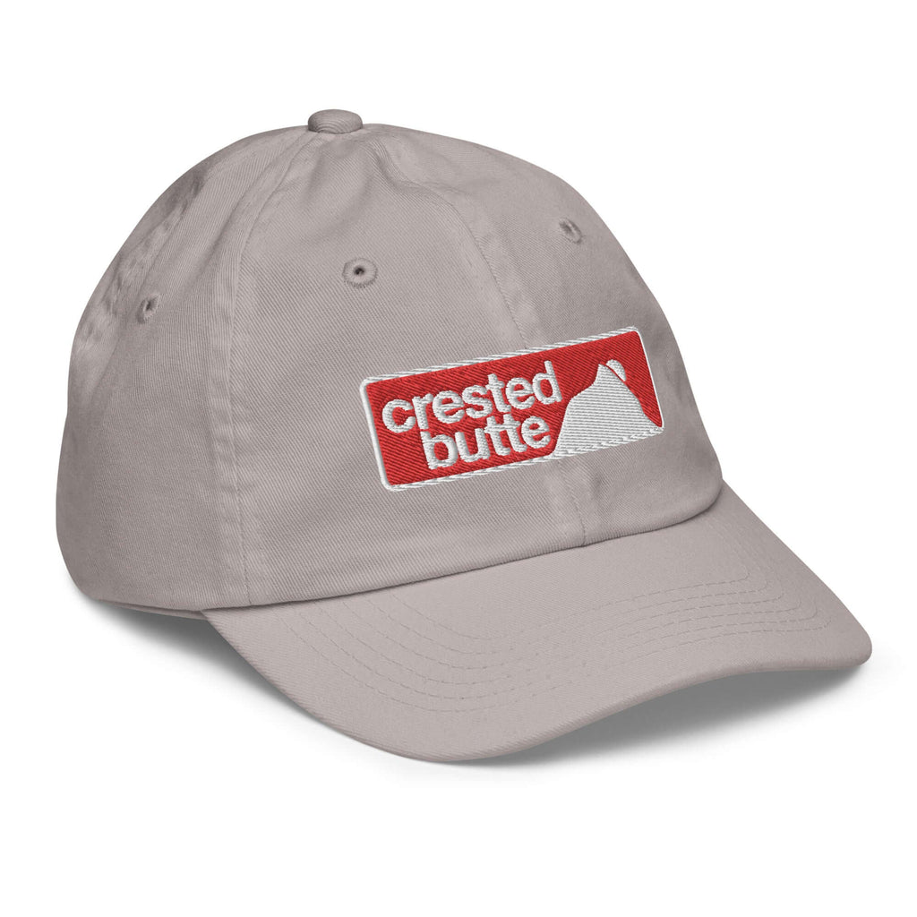 Crested Butte Youth Baseball Cap by Mtns Co features ski resort trail map logo, adjustable fit for young adventurers.