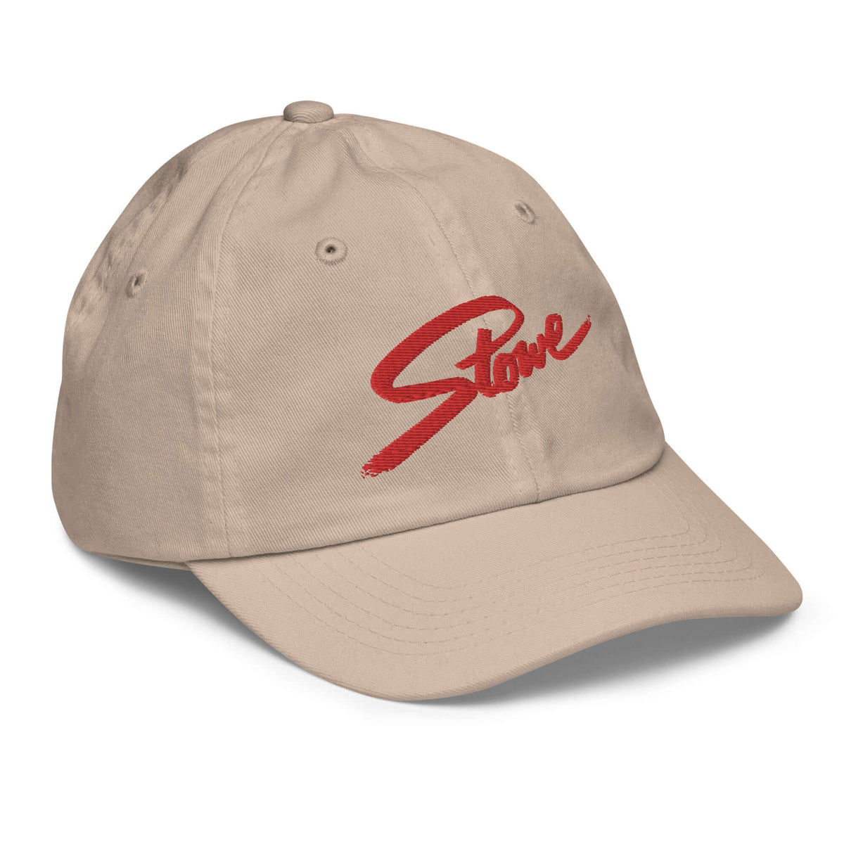 Stowe Youth Baseball Cap featuring Mtns Co Trail Map Logo, breathable, adjustable, official licensed ski resort apparel.