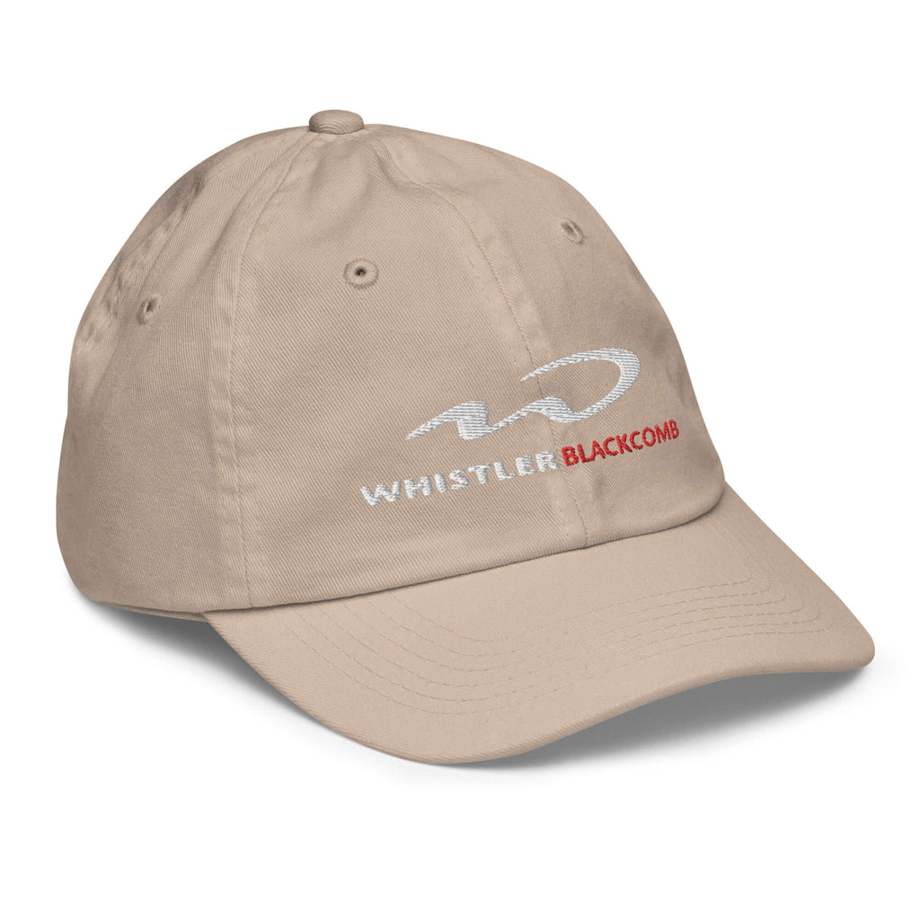 Whistler Blackcomb Youth Baseball Cap by Mtns Co, featuring the Trail Map Logo, perfect for kids' outdoor activities.