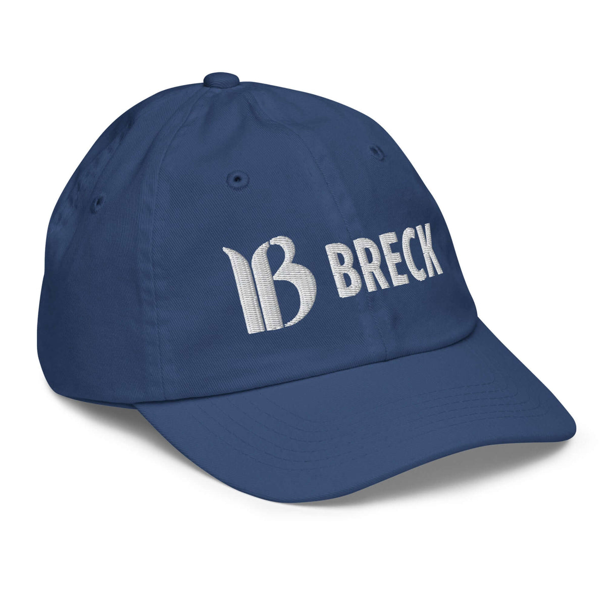 Breckenridge Youth Baseball Cap by Mtns Co featuring official ski resort apparel and Trail Map Logo in navy blue.