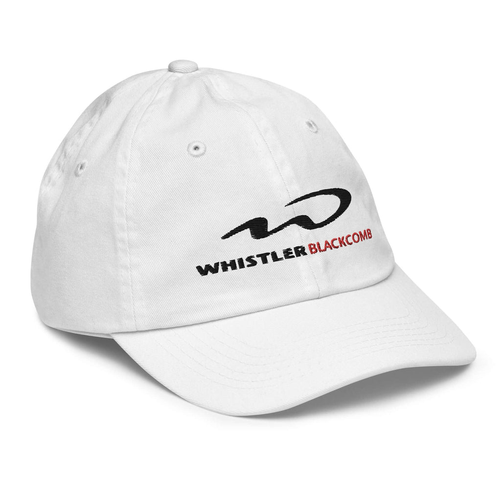 Whistler Blackcomb Youth Baseball Cap by Mtns Co, official licensed ski resort apparel with trail map logo.