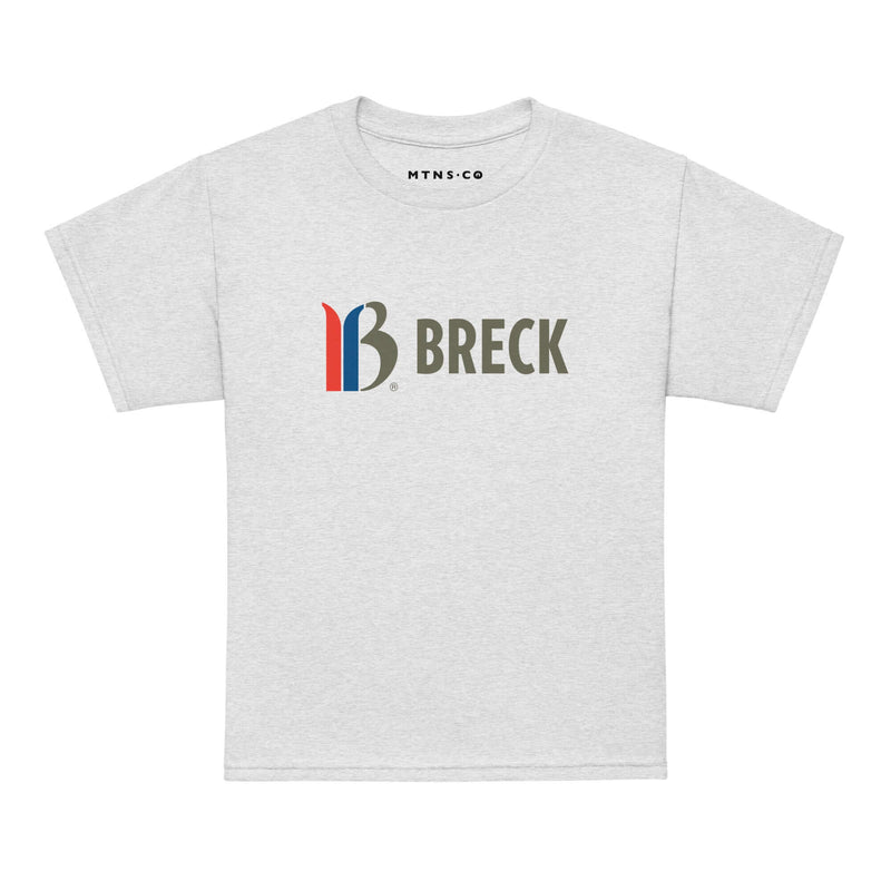 Breckenridge Youth T-Shirt featuring Mtns Co Trail Map Logo for kids, breathable cotton, official licensed ski resort apparel.