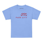 Park City Youth T-Shirt featuring Mtns Co Trail Map Logo in soft cotton.