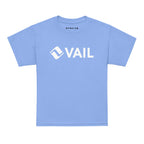 Vail Youth T-Shirt in blue with Mtns Co logo, official licensed ski resort apparel for kids.