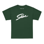 Stowe Youth T-Shirt from Mtns Co in green with official Stowe ski resort logo for kids' apparel.