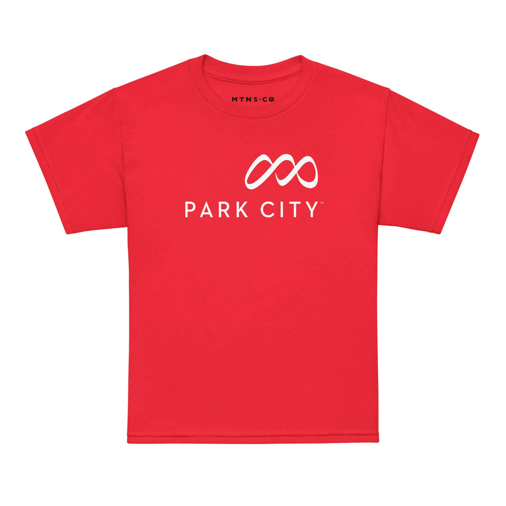 Park City Youth T-Shirt by Mtns Co, official licensed ski resort apparel featuring Trail Map Logo.