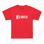 Breckenridge Youth T-Shirt featuring Mtns Co Trail Map Logo in bold white on vibrant red fabric.