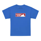Crested Butte Youth T-Shirt from Mtns Co in blue, featuring official ski resort trail map logo design.