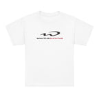 Whistler Blackcomb Youth T-Shirt featuring the official Mtns Co Trail Map Logo on a soft white fabric.
