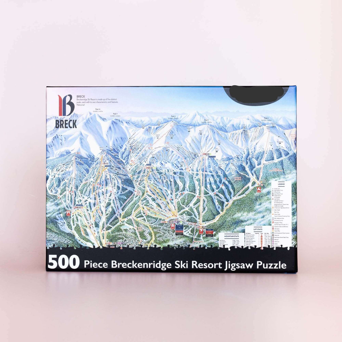 Breckenridge Ski Resort Jigsaw Puzzle – 500 Pieces by Mtns Co showcasing official trail map with detailed ski routes.