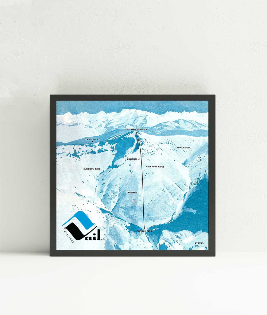 Vail 1962 Original Trail Map From Opening Year | Two Panel Print