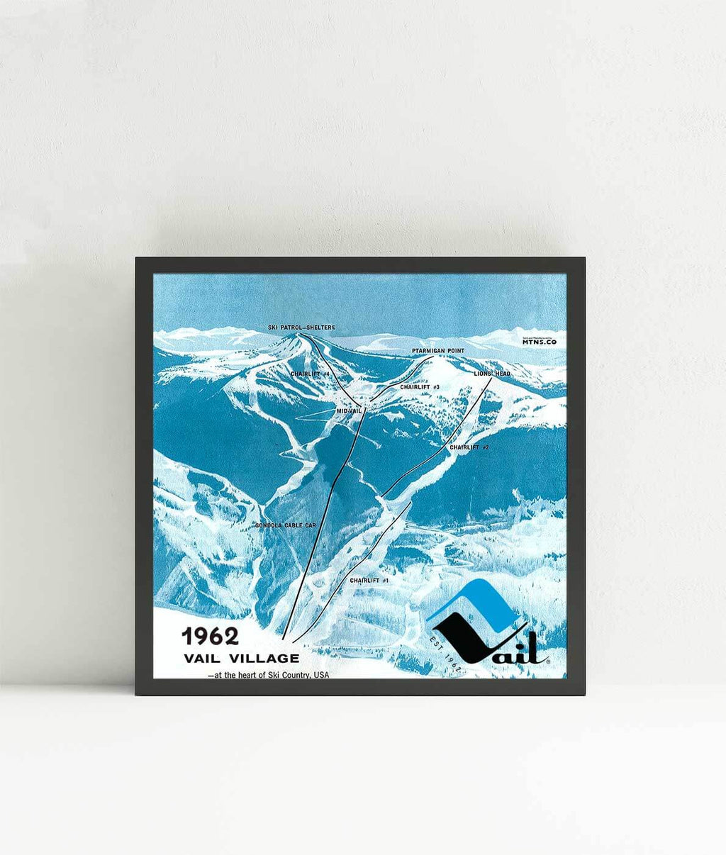Vail 1962 Original Trail Map From Opening Year | Two Panel Print – Mtns Co