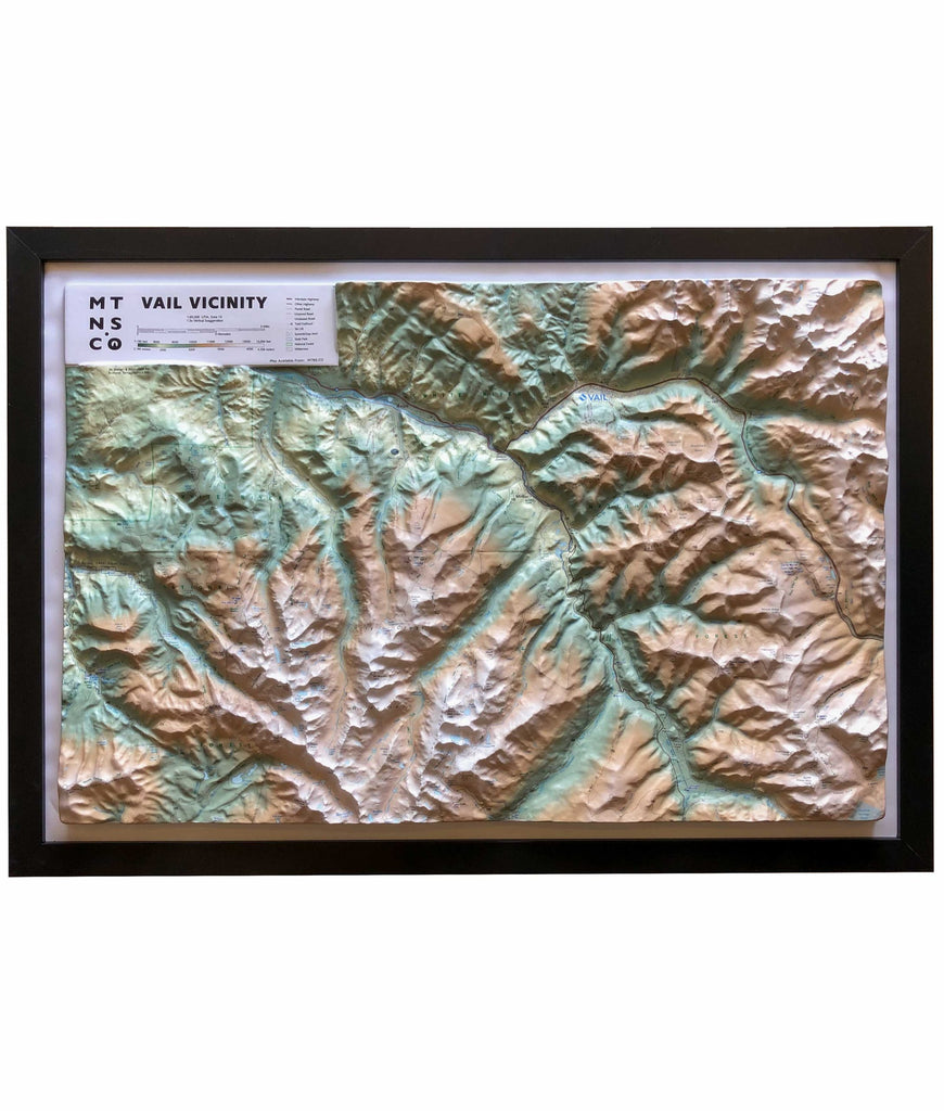 Vail Area Raised Relief Topo Map