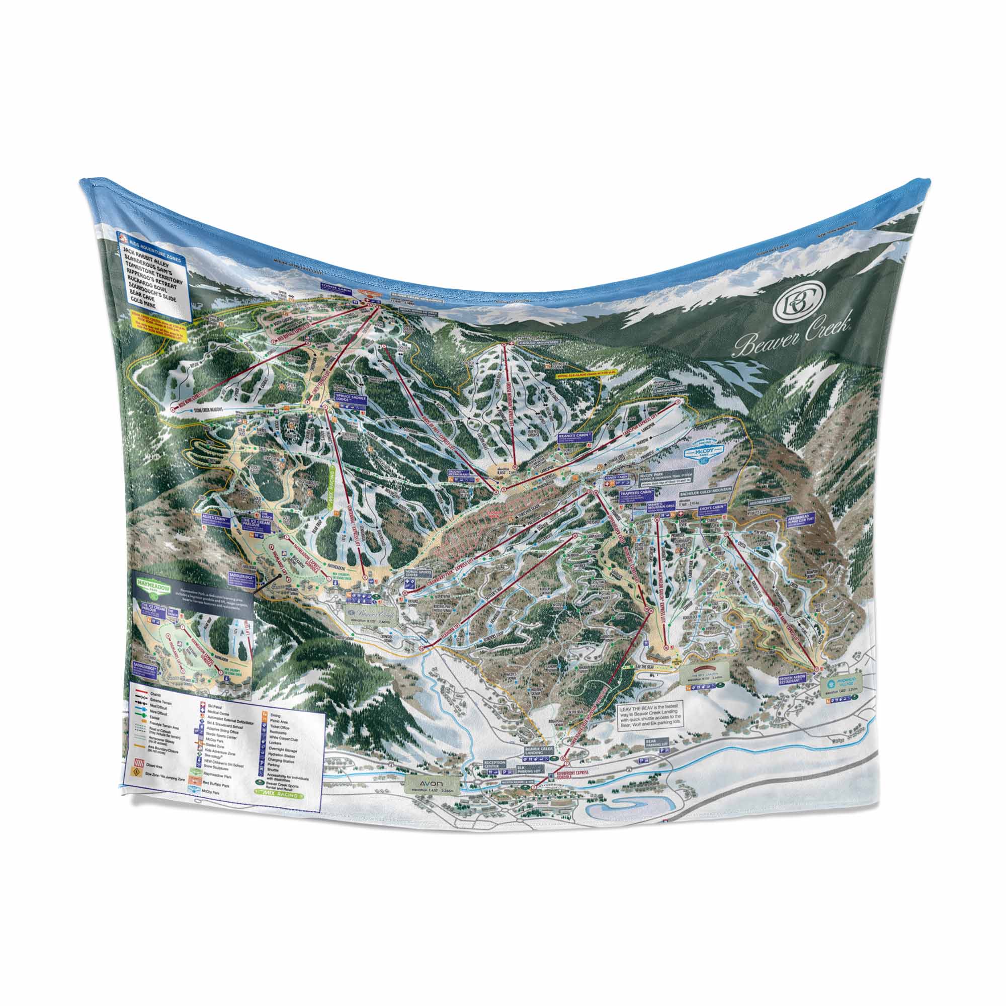 Beaver Creek Sherpa Blanket | Ski Resort Trail Map Throw Blanket – Mtns Co