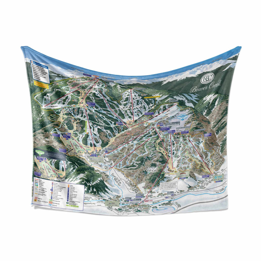 Beaver Creek Sherpa Blanket | Ski Resort Trail Map Throw Blanket – Mtns Co