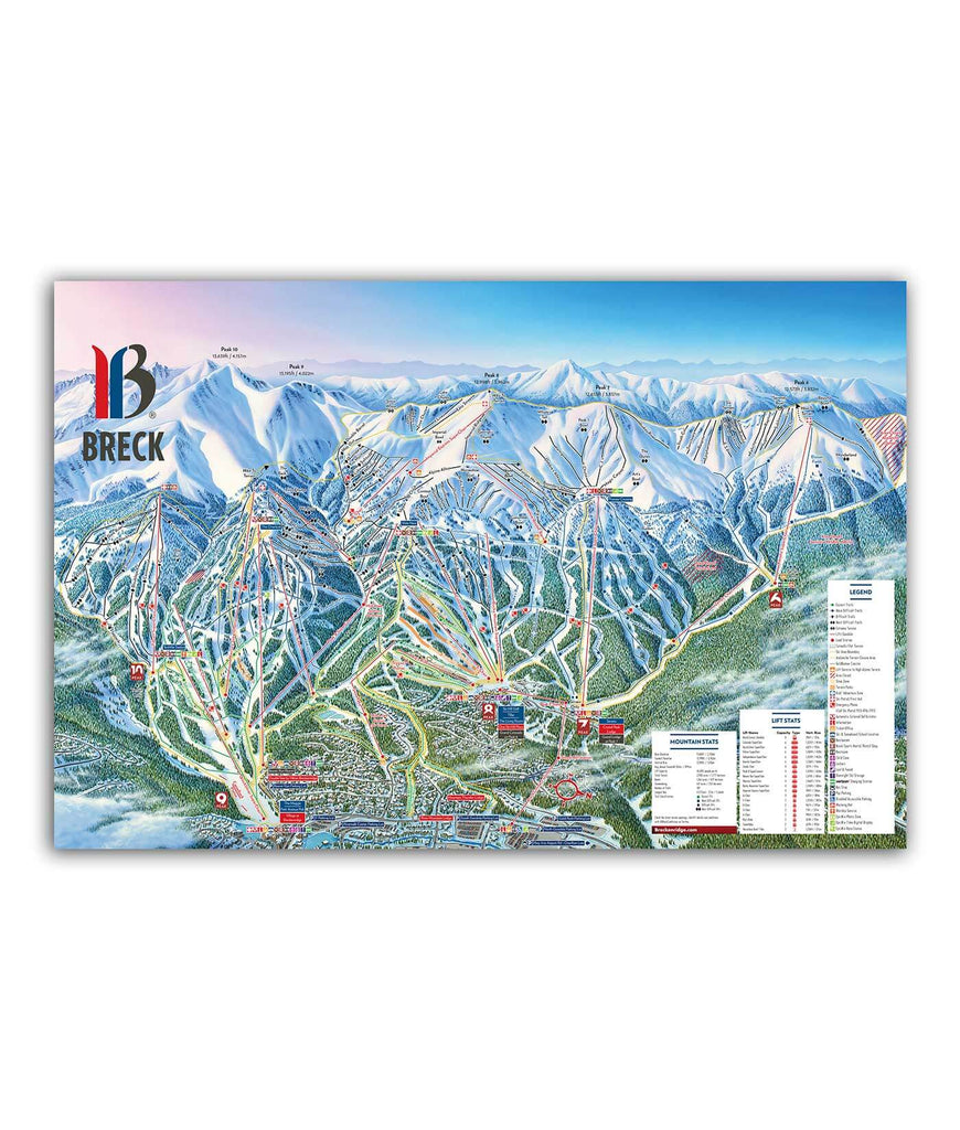 Breckenridge Ski Resort Trail Map | Canvas Poster