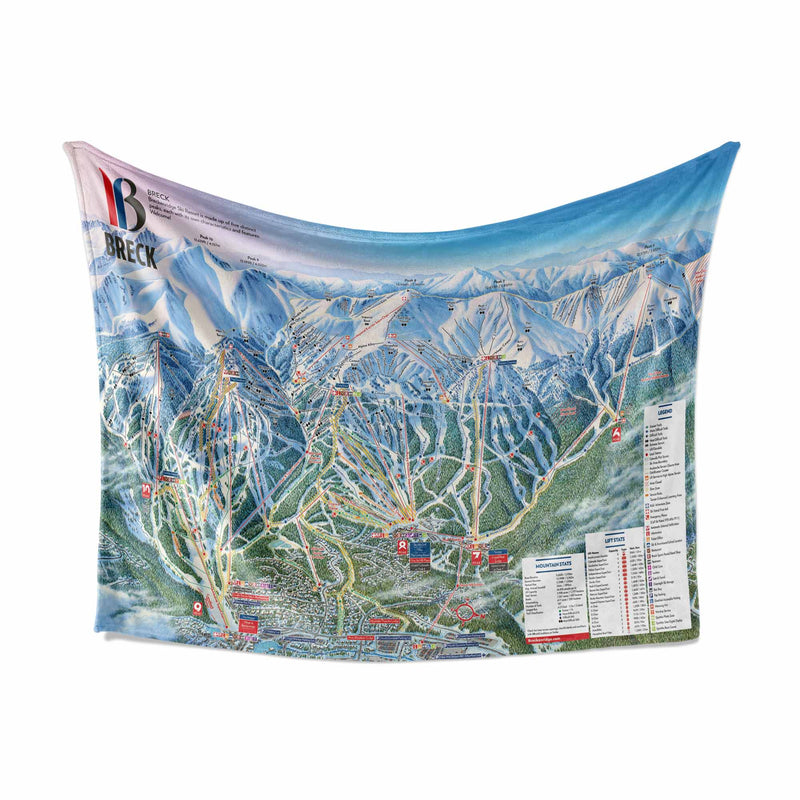 Breckenridge Blanket | Ski Resort Trail Map Fleece Throw Blanket