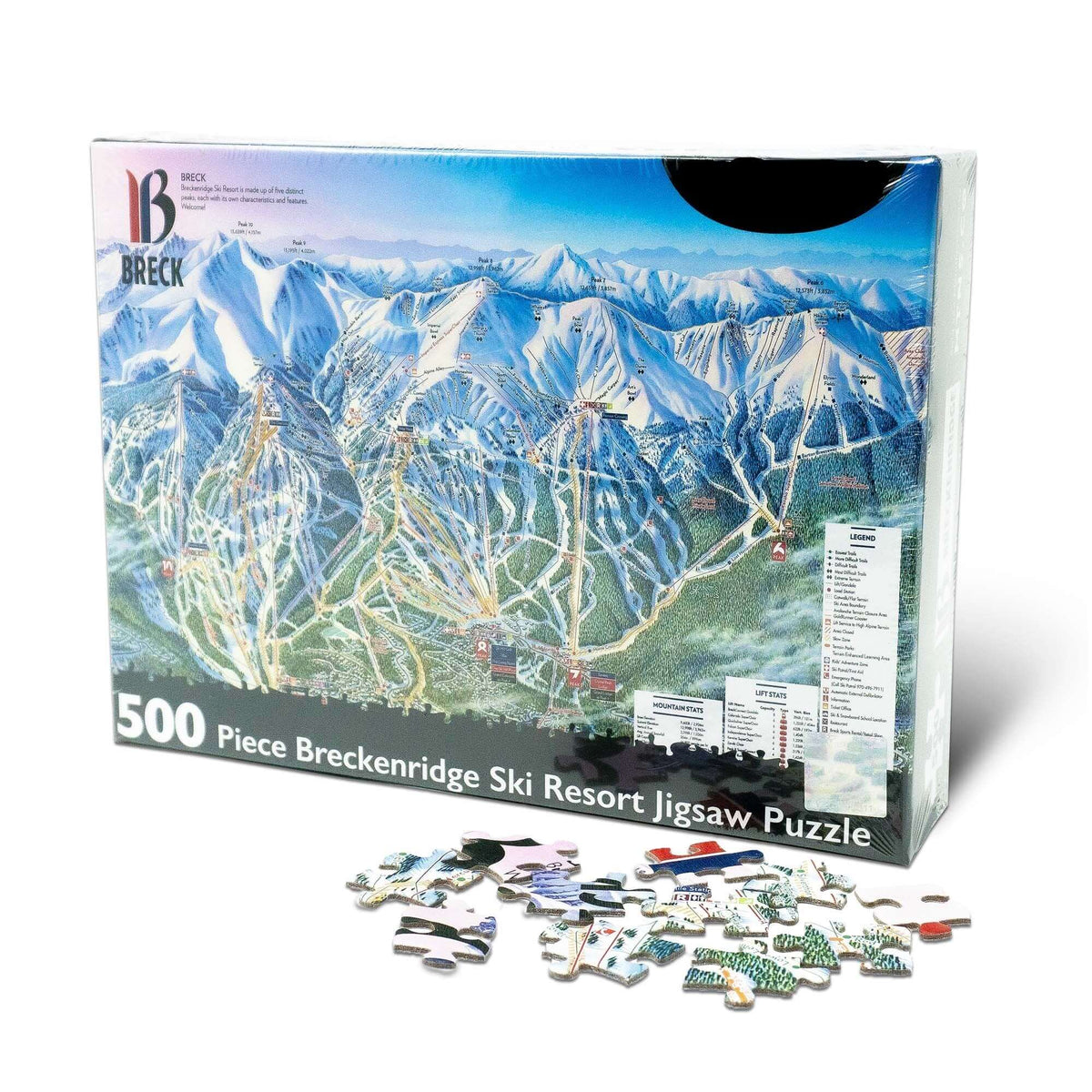 Breckenridge Ski Resort Jigsaw Puzzle – 500 Pieces with trail map design by Mtns Co, ideal for family fun and challenge.