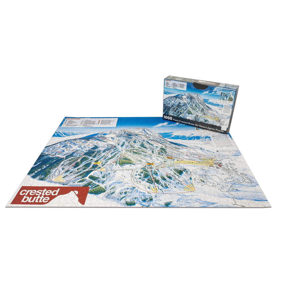 Crested Butte Ski Resort Jigsaw Puzzle – 1000 Pieces featuring trail map and box by Mtns Co.