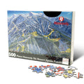 Heavenly Ski Resort Jigsaw Puzzle – 500 Pieces box with pieces showing the official trail map logo by Mtns Co.