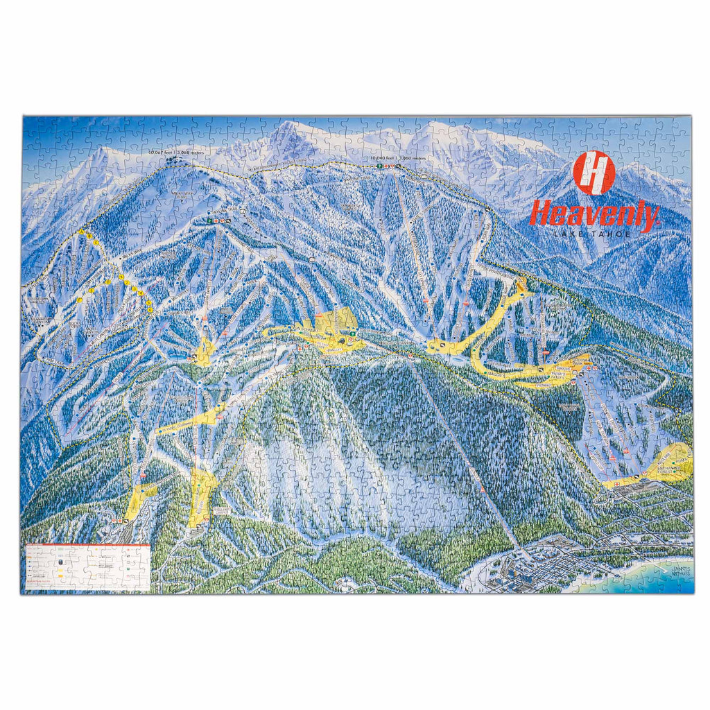 Heavenly Ski Resort Jigsaw Puzzle – 1000 Pieces featuring a detailed trail map design by Mtns Co.