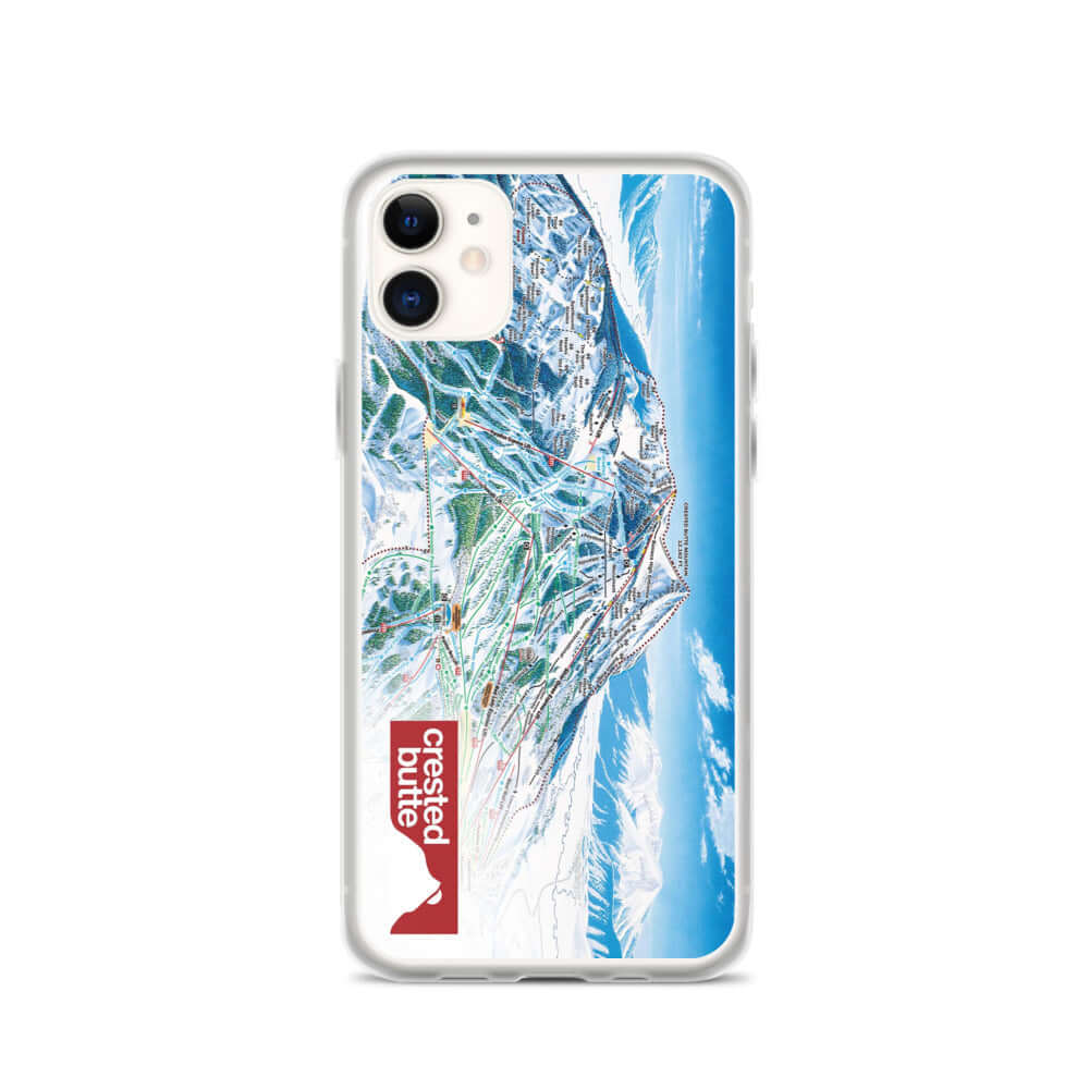 Crested Butte Trail Map iPhone Case featuring official trail map design by Mtns Co for ski resort lovers.