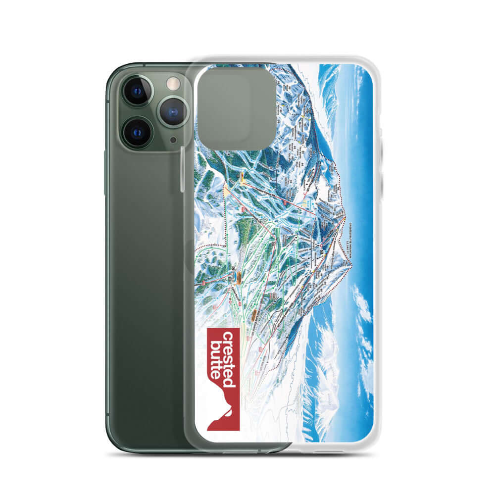 Crested Butte Trail Map iPhone Case featuring Mtns Co logo, protective design for iPhone, official ski resort map.