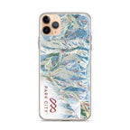 Park City Trail Map iPhone Case featuring official licensed ski resort apparel Mtns Co Trail Map Logo.