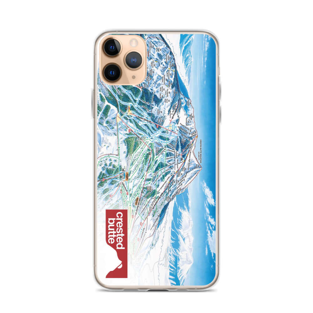 Crested Butte Trail Map iPhone Case by Mtns Co, featuring an official licensed ski resort trail map design.
