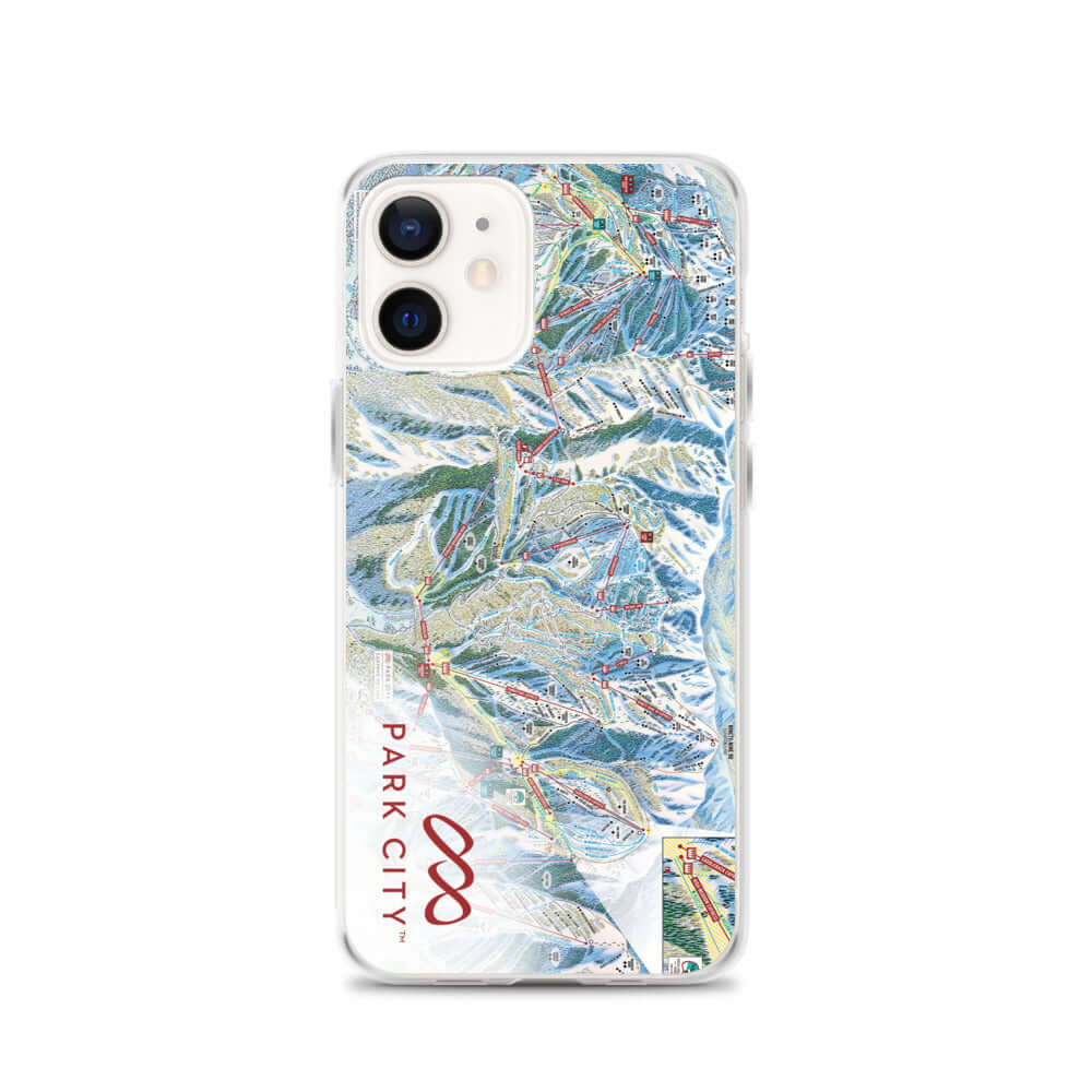 Park City Trail Map iPhone Case featuring a detailed trail map design by Mtns Co, official licensed ski resort apparel.