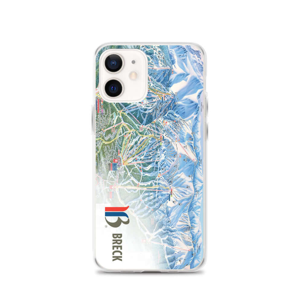 Breckenridge Trail Map iPhone Case featuring official licensed ski resort map by Mtns Co for protection and style.