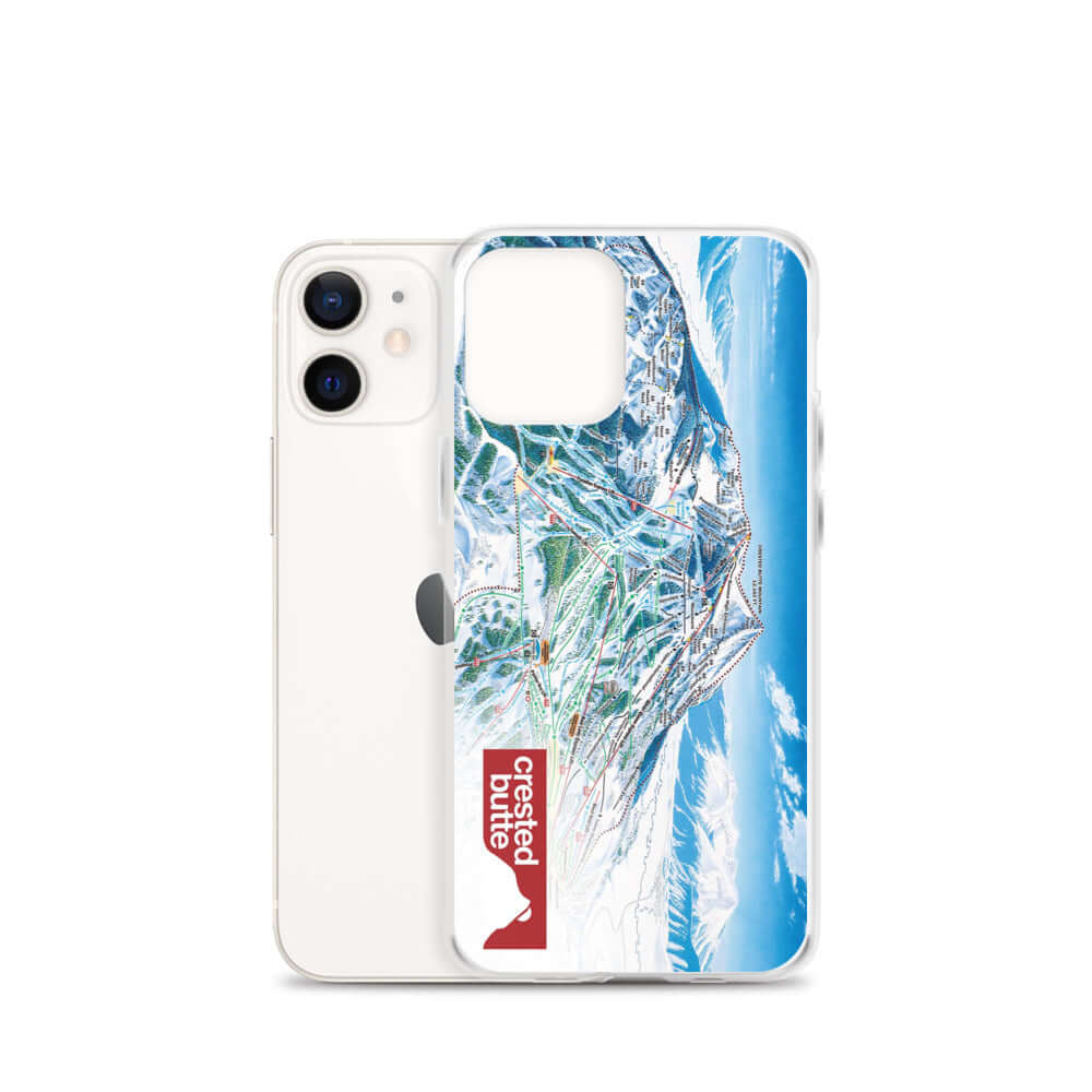Crested Butte Trail Map iPhone Case by Mtns Co, featuring the official trail map design for ski enthusiasts.