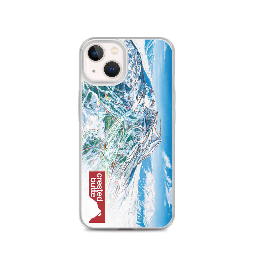 Crested Butte Trail Map iPhone Case featuring Official licensed ski resort apparel by Mtns Co with trail map design.