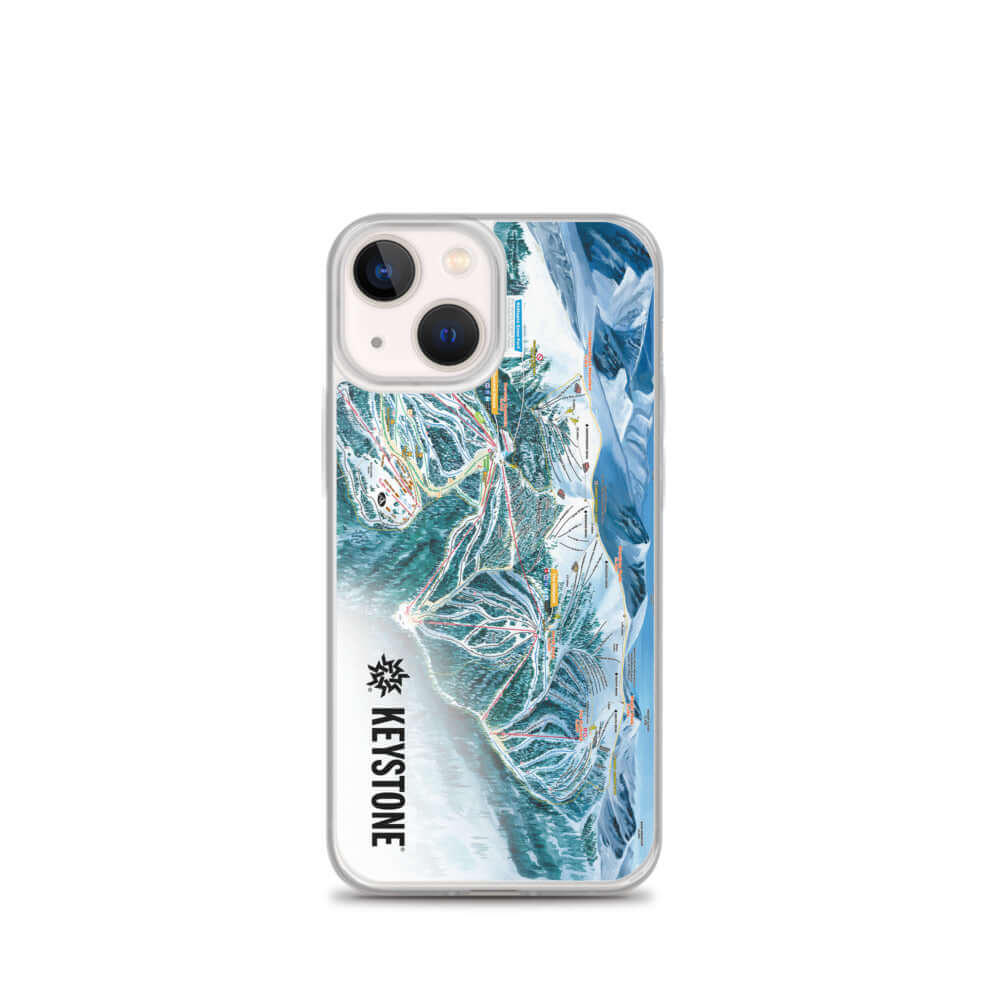 Keystone Trail Map iPhone Case showcasing vibrant ski resort map with Mtns Co Trail Map Logo.
