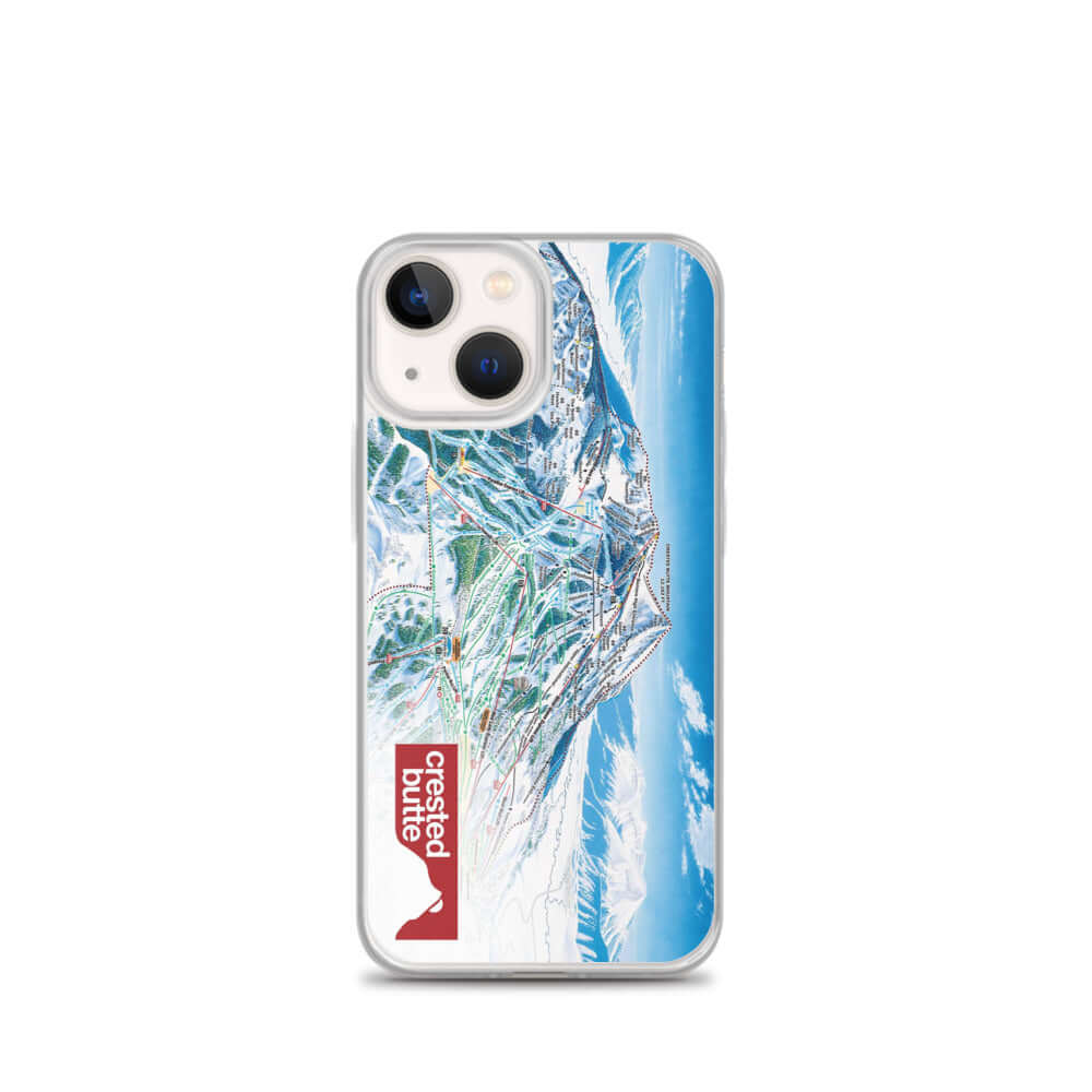 Crested Butte Trail Map iPhone Case featuring official map design by Mtns Co, protecting from scratches and dirt.