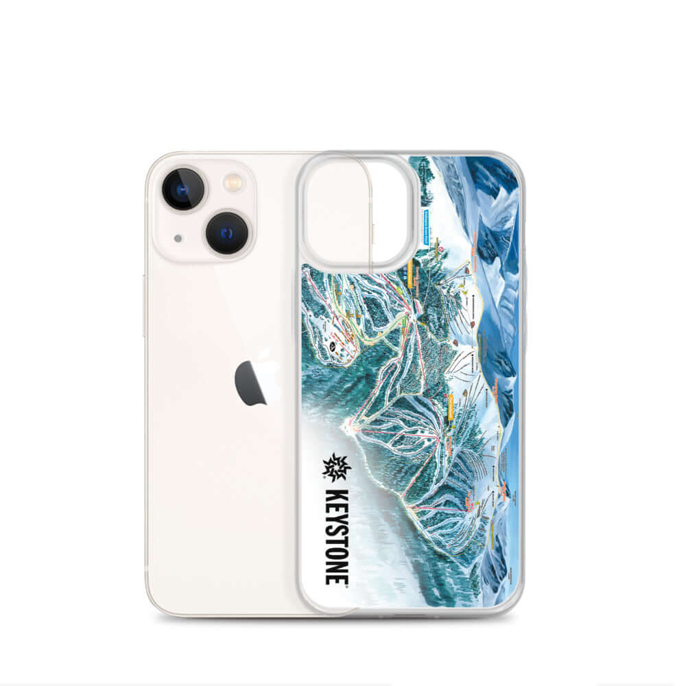 Keystone Trail Map iPhone Case by Mtns Co, showing a colorful trail map design for ski enthusiasts.