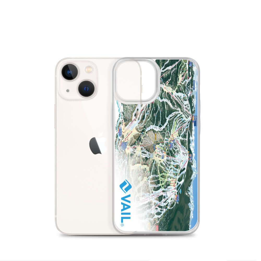 Vail Trail Map iPhone Case featuring VAIL logo, protects phone with official ski resort map design by Mtns Co.