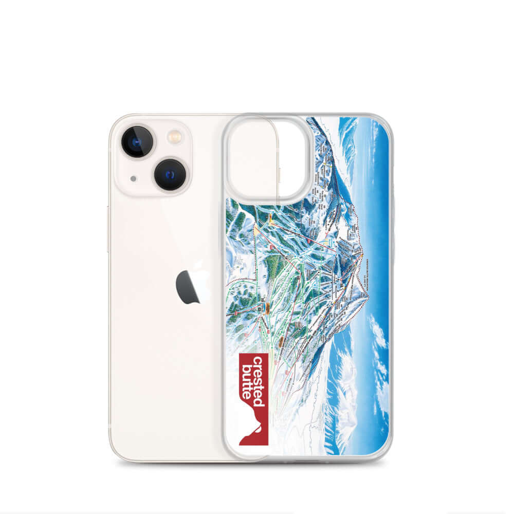 Crested Butte Trail Map iPhone Case featuring official trail map design by Mtns Co for protection and style.