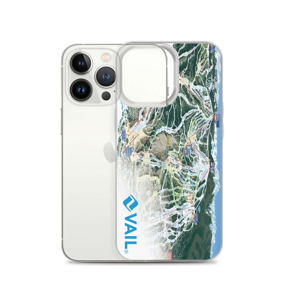 Vail Trail Map iPhone Case by Mtns Co, featuring the official Vail trail map design, protects against scratches and dirt.