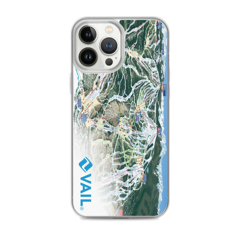 Vail Trail Map iPhone Case featuring the official Vail Trail Map logo by Mtns Co, providing sleek protection and style.