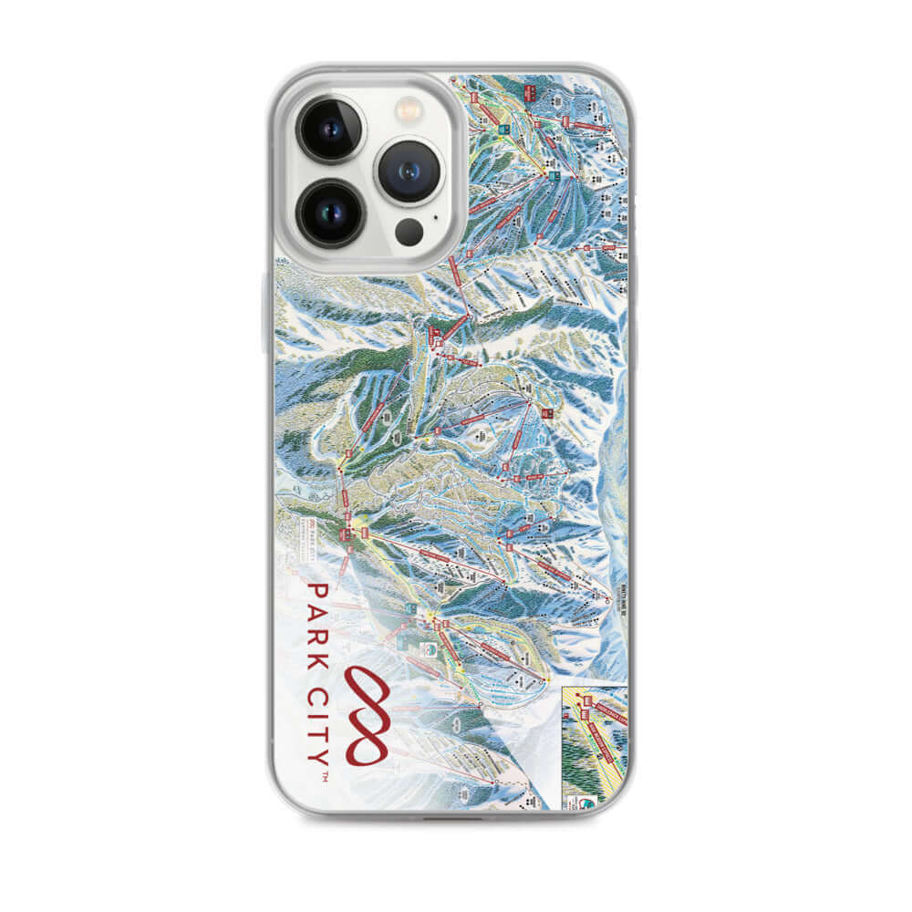 Park City Trail Map iPhone Case featuring official licensed Mtns Co Trail Map Logo design.