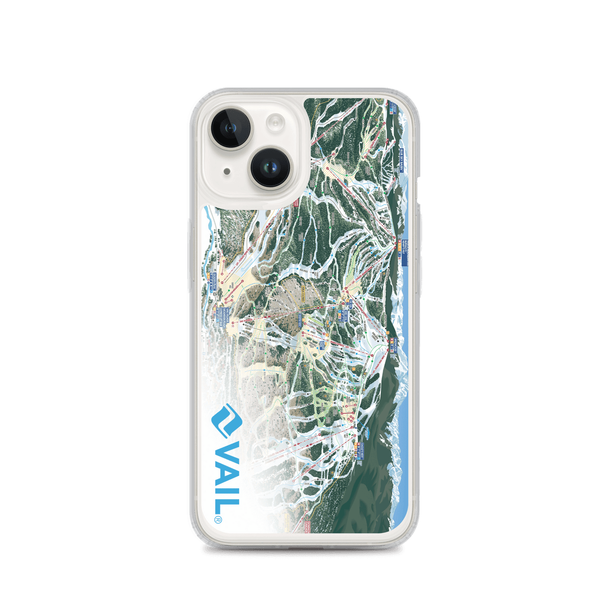 Vail Trail Map iPhone Case featuring the official Vail Trail Map and Mtns Co logo, sleek protection for your phone.