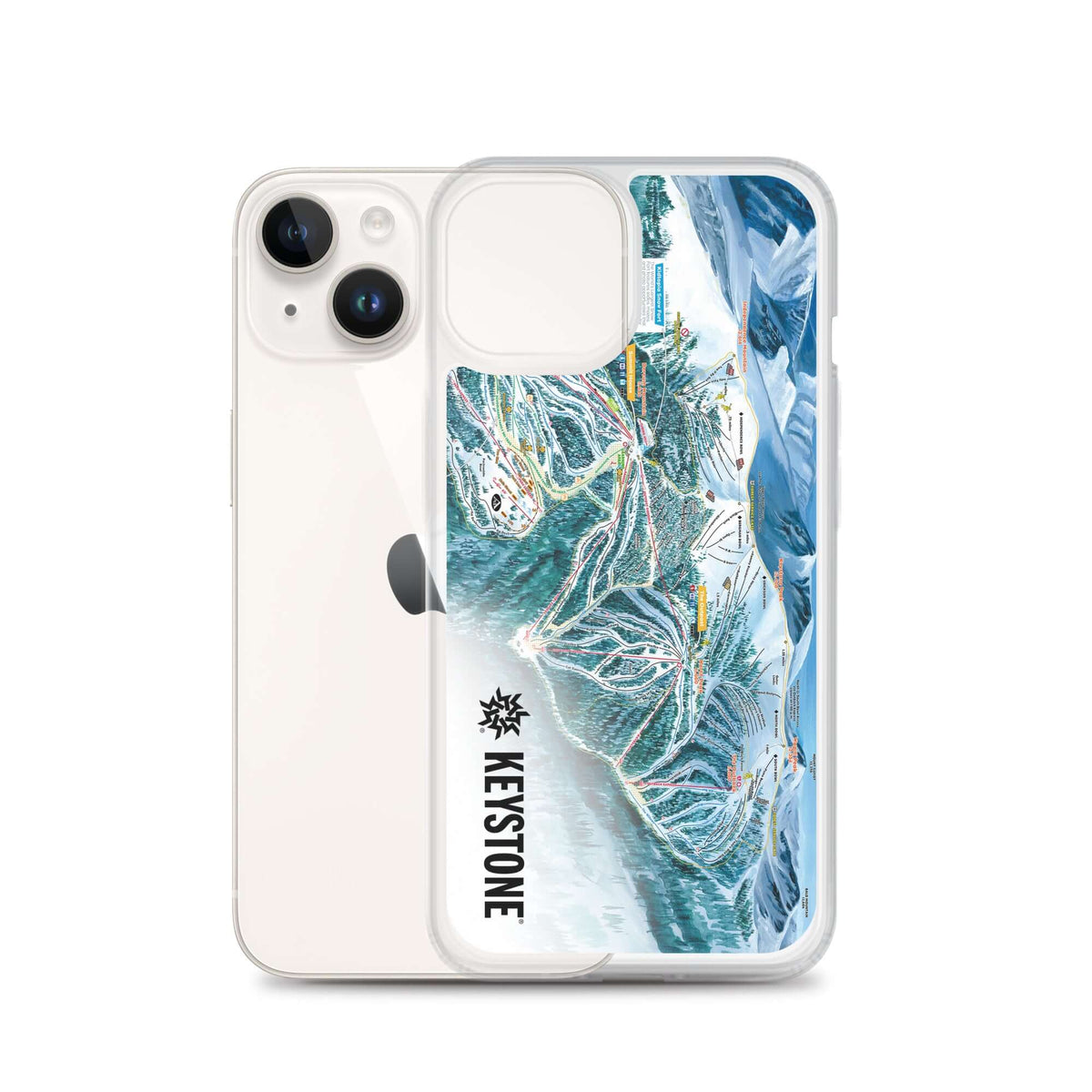 Keystone Trail Map iPhone Case featuring Mtns Co Trail Map Logo and ski resort design, protecting against scratches and dirt.